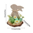 thumbnail image 2 of Easter Bunny Table Decorations, 5.9 Inch Wooden Plaque with Eggs and Daisies, Rustic Rabbit Silhouette Sign, Desktop Ornament for Home and Office, Spring Holiday Centerpiece and Shelf Display, 2 of 3