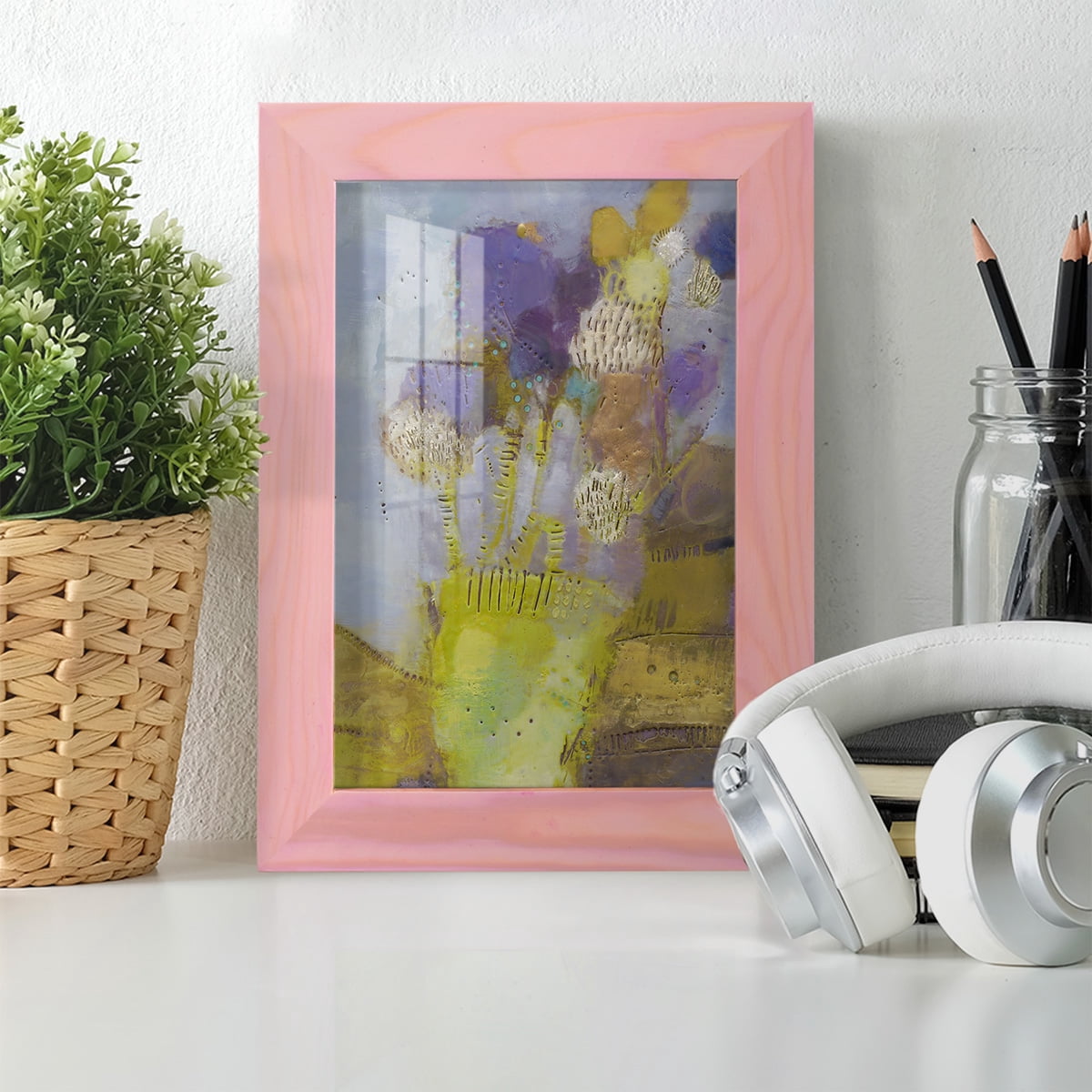 Blumen II -Framed Print w/glass-Sunset Pink