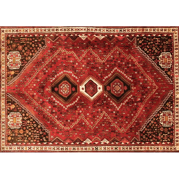 Ahgly Company Indoor Rectangle Persian Orange Traditional Area Rugs, 8' x 10'