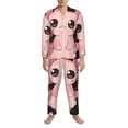 thumbnail image 3 of Naloa Cute Axolotl Sakura Blossoms B Men’s Pajamas Set - Long Sleeve Button Down Sleep Shirt and Pajama Bottoms Sleepwear Set-Large, 3 of 7