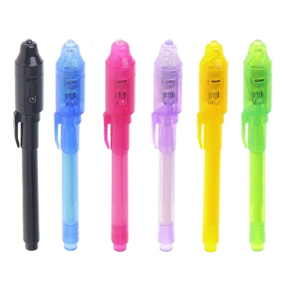 Yammee 6Pcs/Set Invisible Ink Pen Built in UV Light Magic Marker For Pen Safety To Use
