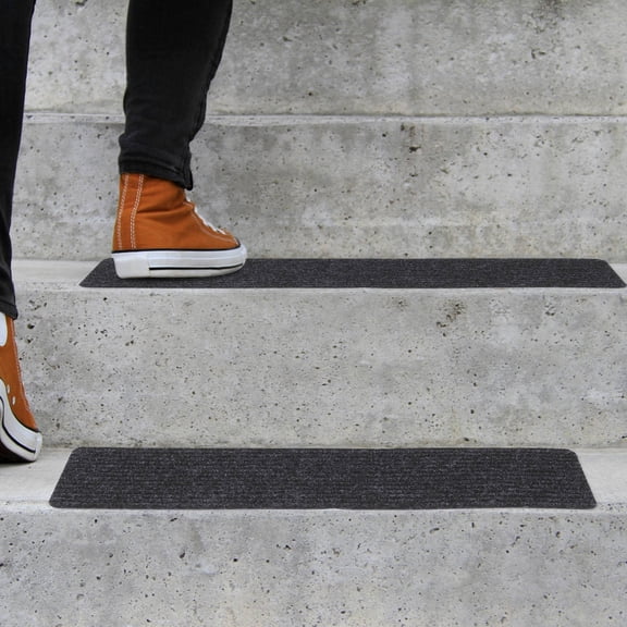 yuehuaidai 2 Pcs Stair Mat Rugs Stair Tread Mats Camper Step Carpet Step Mat Non-skid Stair Treads Polyester Black 75X20CM