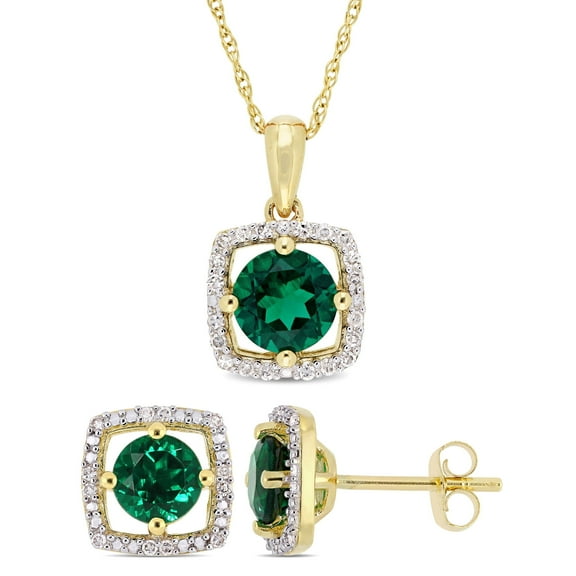 Everly Women's Created Emerald 10k Yellow Gold Jewelry Set