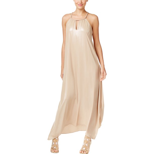 Vestido Maxi trenzado Thalia Sodi, Thalia Sodi, Línea A, Metálico, Mediano