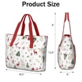 thumbnail image 3 of Tote Bag for Women - White Christmas Reindeer Pattern Shoulder Bag - Large Utility Work Duffle Bag with Zipper Handbag for Travel, Work, Sprots, 3 of 5