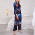 thumbnail image 3 of Fuzoiu Artistic Moon Rose Print Women's Long-Sleeved Pajama,Lounge Button Down Nightwear,Womens Notch Collar Pajama Set-Medium, 3 of 7