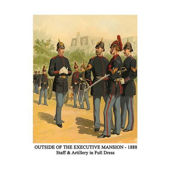 Outside the Executive Mansion - 1888 - Staff & Artillery in Full Dress-Fine Art Canvas Print (20" x 30")