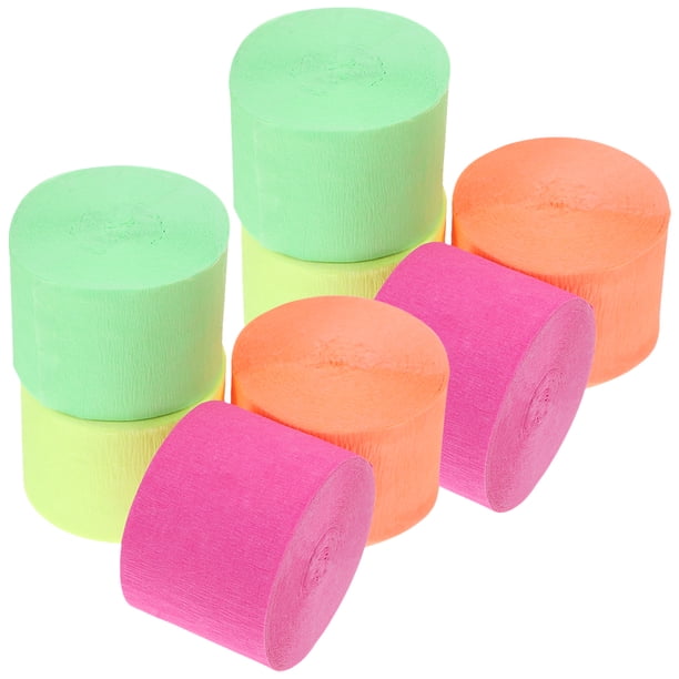 KAKOWELY 8 rollos de serpentinas de papel crepé que brillan en la oscuridad, serpentinas fluorescentes para decoración de fiestas de cumpleaños