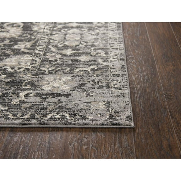 Alora Decor Swagger 2'3" x 7'7" Floral Distress Gray/Dk Gray/Tan/Ivory/Black Rug