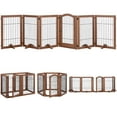 thumbnail image 2 of Unipaws Extra Wide Dog Gate, 6 Panels Freestanding Pet Gate, Walnut, 2 of 7