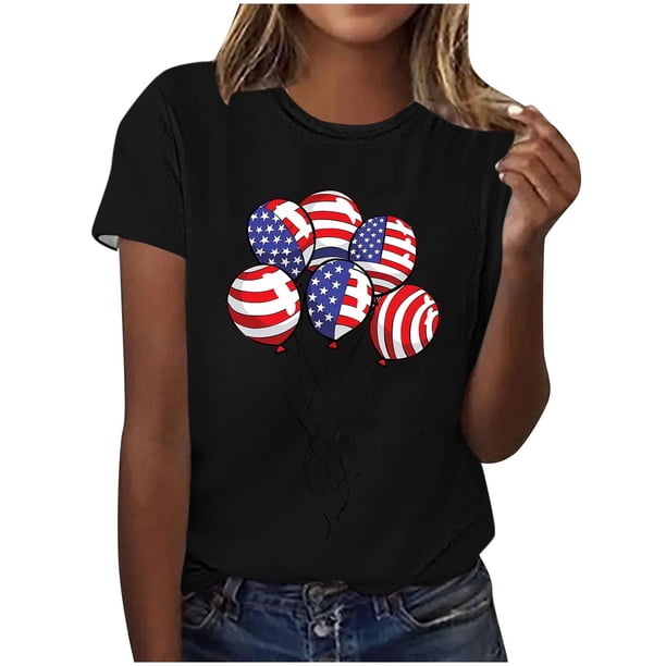 Tops de Ajuste Suelto para las Mujeres Sudadera Casual Impresa Manga Corta Cuello Redondo Superior, Poliéster