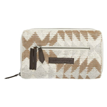 Ashton Willow Creme White Southwestern Handbags Romy Signature Zip Wallet Cotton Pewter Hardware Textured Geometric
