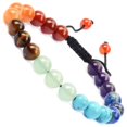thumbnail image 1 of Natural Healing Power Gemstone Crystal Beads Unisex Adjustable Macrame Bracelets 8mm,7-Chakra Stones, 1 of 4