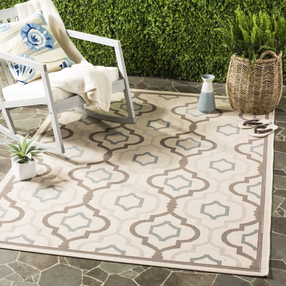 Safavieh Courtyard Bayon Geometric Indoor/Outdoor Area Rug, Beige/Dark Beige, 2'7" x 5'