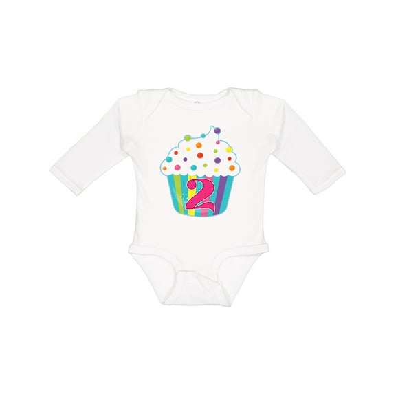 Inktastic 2nd Birthday cupcake Boys or Girls Long Sleeve Baby Bodysuit