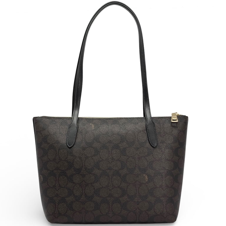 Coach Women's Fiona Small Zip Tote Bag in Signature Canvas (Walnut