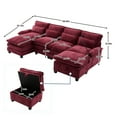 thumbnail image 7 of MOONMISS Chenille Upholstered Oversized U-shaped Comfy Modular Sectional Sofa with Storage Ottoman-Wine Red, 7 of 7