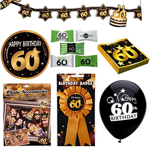 60th Birthday Party Supplies Pack Decorations and Tableware Kit for
