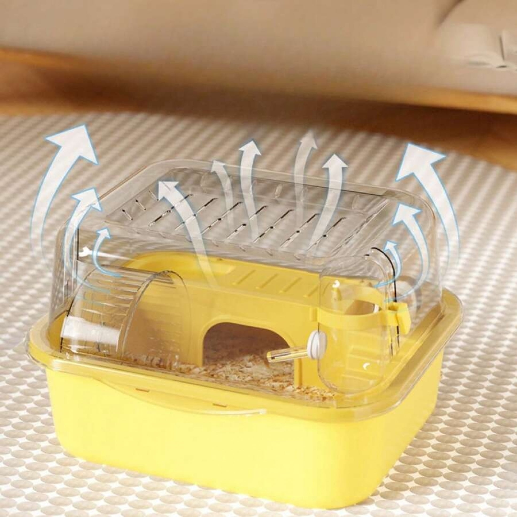 Large Double Layer Transparent Hamster Cage, Full View Ventilated Small Animal Villa with Running Wheel Water Bottle Food Basin, Openable Top Habitat Cage