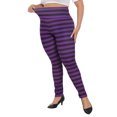 thumbnail image 5 of HDE Womens Plus Size Graphic Leggings Halloween Costume Tights Black and Purple Stripes 3X, 5 of 6