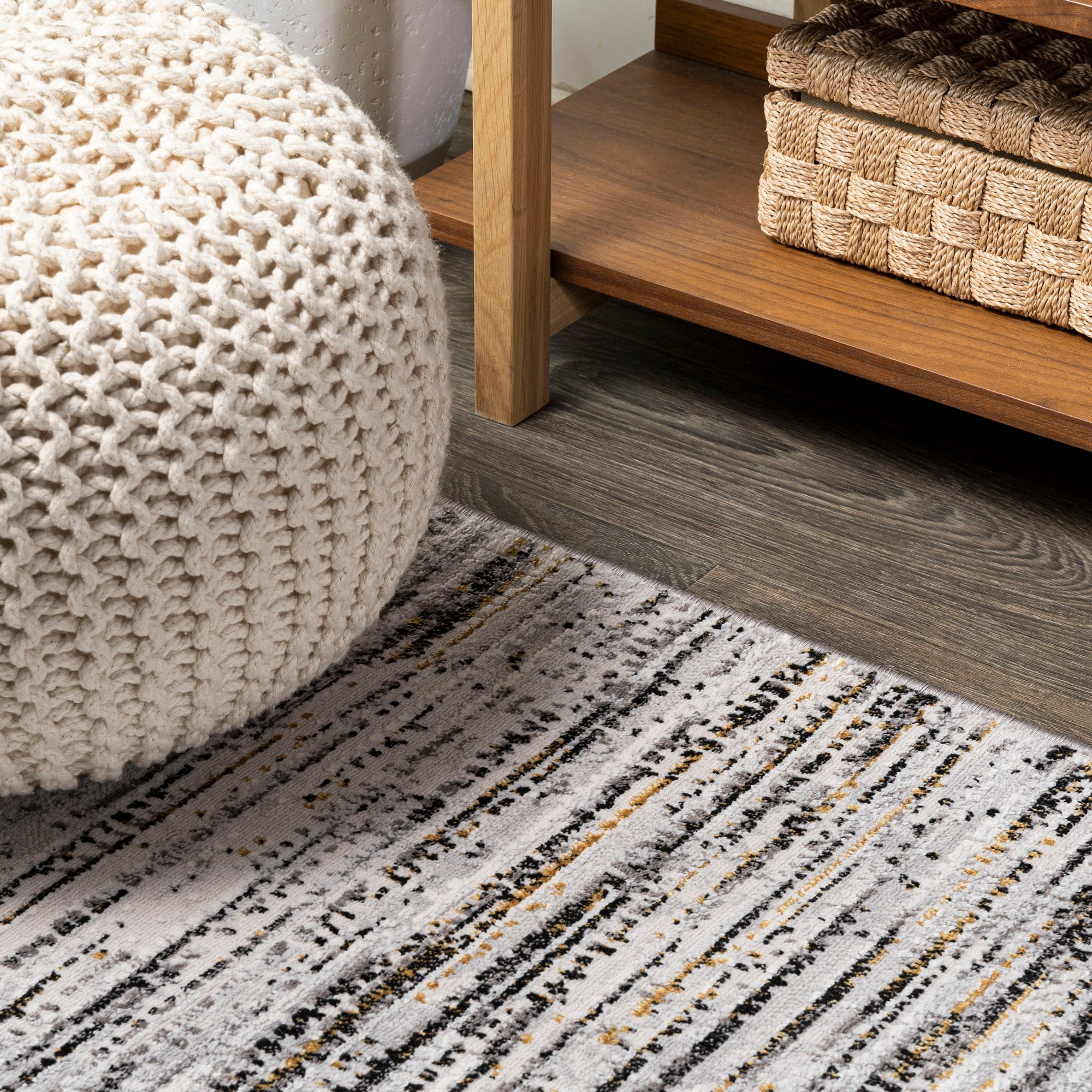 JONATHAN Y SILK ORCHID 4 x 6 Area Rug, Loom Strie - Gray/Black, SOR200A-4