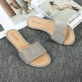 thumbnail image 6 of GJPBGK Women’s Rhinestone Slide Sandals Flat Open Toe Sandals One-Strap Slip-On Summer Slippers for Evenings, Travel, and Everyday Outfits, 6 of 6