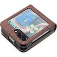 thumbnail image 4 of Case for Samsung Galaxy Z Flip 5 Leather Case, Galaxy Z Flip 5 Case Flip Folio Case Anti-Scratch Durable Heavy Duty Protective Shockproof Case for Samsung Galaxy Z Flip 5 Matte Brown, 4 of 6