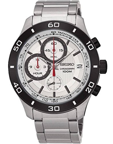 seiko chronograph 100m white face