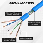 Cables Direct Online 1000ft Cat6 Ethernet Cable Bulk – 23AWG Solid CCA UTP, Unshielded, 550MHz, Pull Box, LAN Network Wire, RJ45 Compatible, Indoor Use, High-Speed Internet, Blue