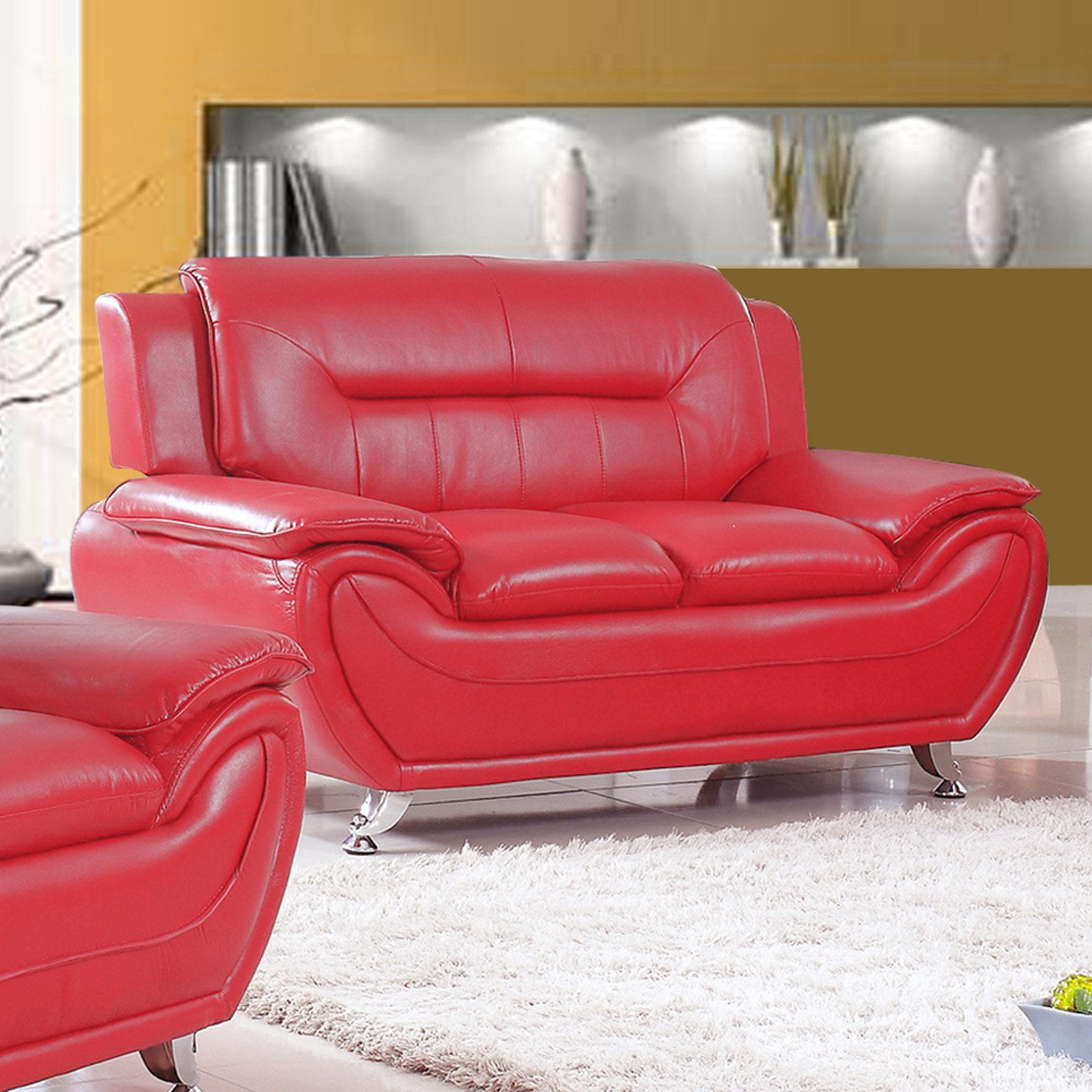 US Livings Anika Faux Leather Modern Loveseat