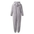 thumbnail image 5 of MKOSPLRT Kids Bear Onesie Pajamas Plush Costume Cosplay Sleepwear Girl Fleece Pajamas Color Block Zip Up Hooded Fuzzy Jumpsuit Animal Onesie, 5 of 7