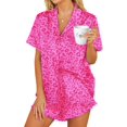 thumbnail image 1 of Mingd Womens Satin Pajamas Set Button Down 2 Piece Silk Pjs Shorts Set Ruffle Lingerie Notch Collar Sleepwear, 1 of 5