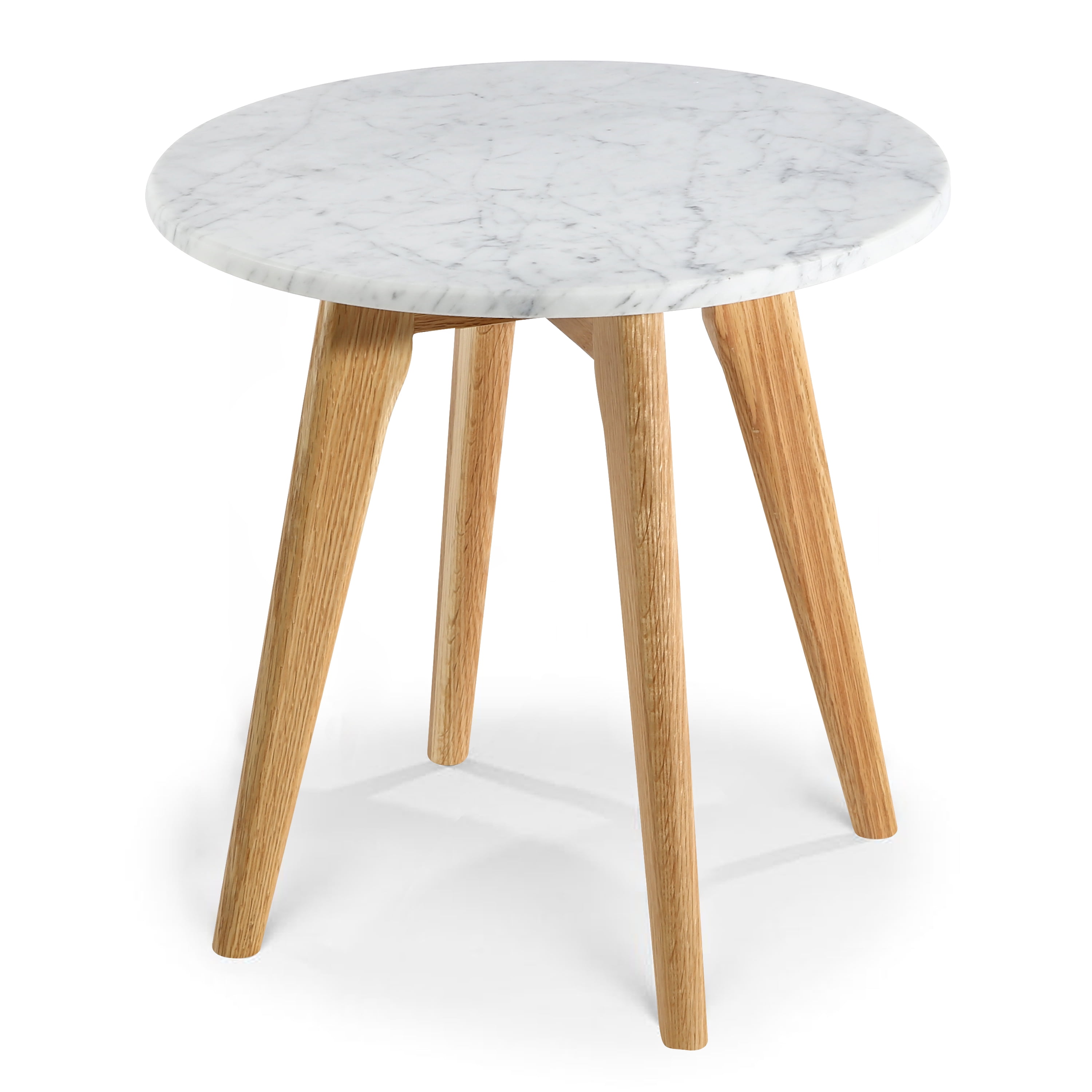 Poly & Bark Riley Marble Round Side Table in White Oak