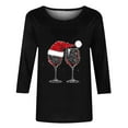 thumbnail image 3 of Oplxuo Christmas Shirts for Women Christmas Tree Printed Tshirts 3/4 Length Sleeve Round Neck Tops, 3 of 3