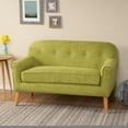 thumbnail image 3 of Pale Green Loveseat Sofa Two-Seater with Mid-Century Modern Design, Fabric Upholstery, Button-Tufted Back, Solid Wood Frame for Living Room or Bedroom, 3 of 9