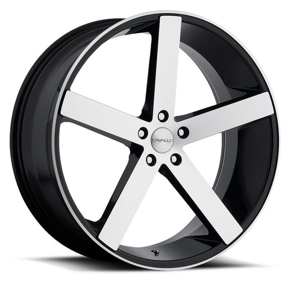 22x9 Cavallo CLV-5 Gloss Black & Machined Wheel 5x115 (18mm)