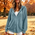 thumbnail image 2 of DeHolifer Womens Hoodies Zip Up Jackets Lightweight Tunic Sweatshirt Open Front Cardigan Light Blue S, 2 of 7