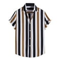 thumbnail image 2 of Njoeus Mens Undershirts Boys Shirts Men's Shirt Hawaiian Striped Shirt Cotton Blended Short Sleeve T-Shirt Beach Casual Tops Blouse Mens White Tee Shirts, 2 of 6