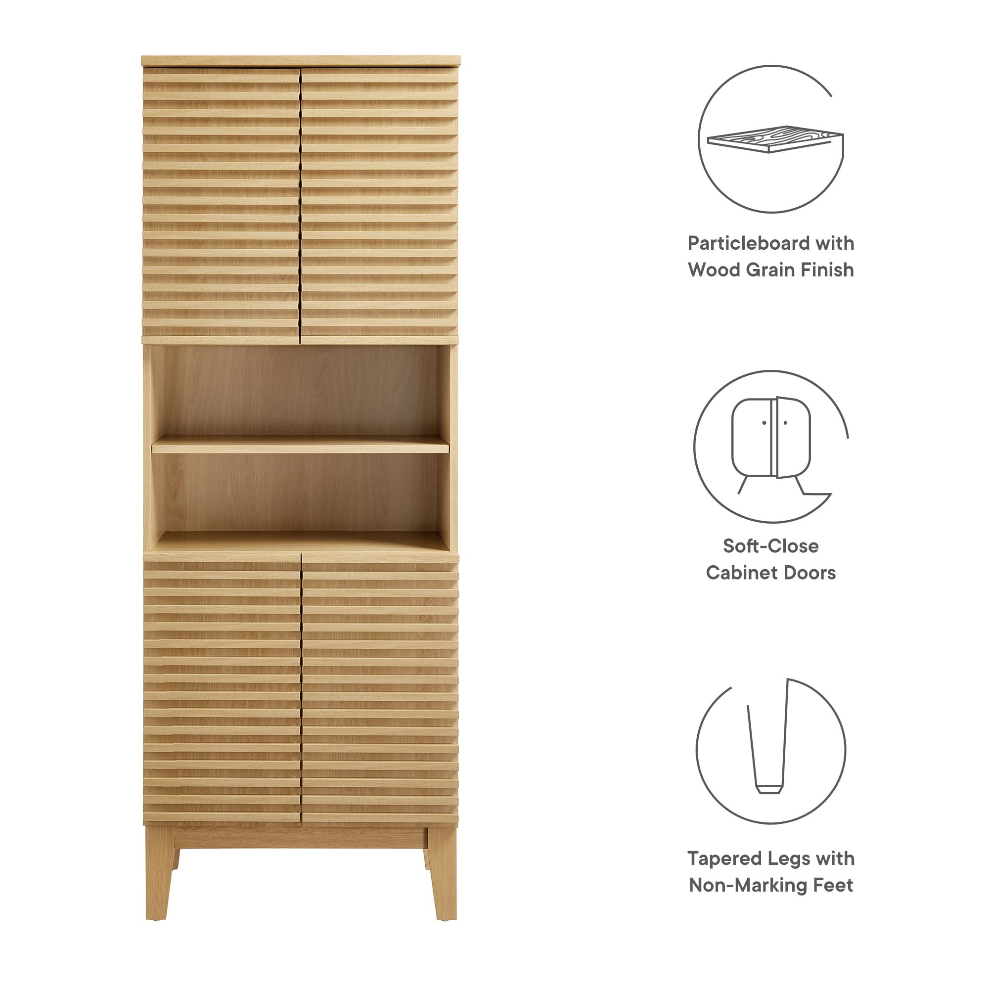 Render Tall Bathroom Storage Cabinet in Oak