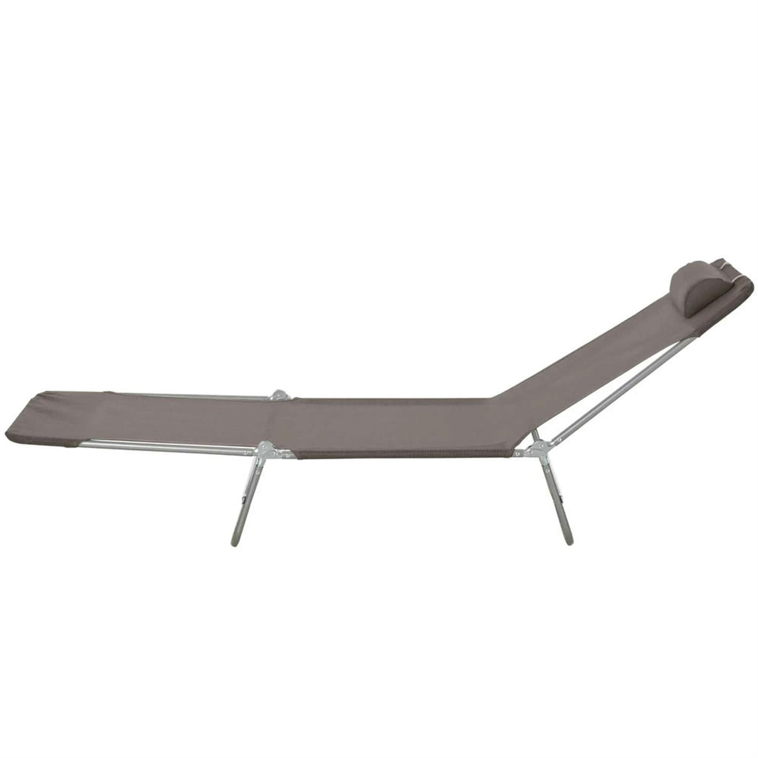 Demi Bonn Folding Chaise Lounge with 5-Position Reclining Back, Outdoor Pool Tanning Chair for Beach, Yard, Patio, Brown