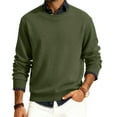 thumbnail image 2 of Men's Round Neck Long Sleeve Ribbed Knit Pullover, Sweater for Fall Winter, Casual Comfort and Versatile Layering Piece,Army Green,L, 2 of 7