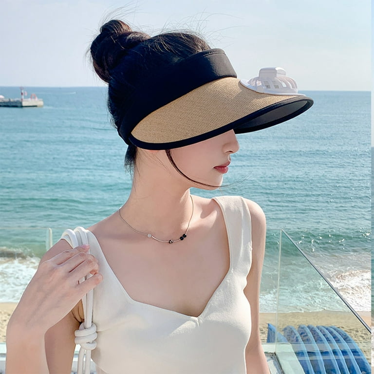 Solacol Sun Hats for Women Small Head Hat with Fan for Women - Fan Visor Hat - Three Gear Mediation and Large Area Sun Protection Visors for Women Sun