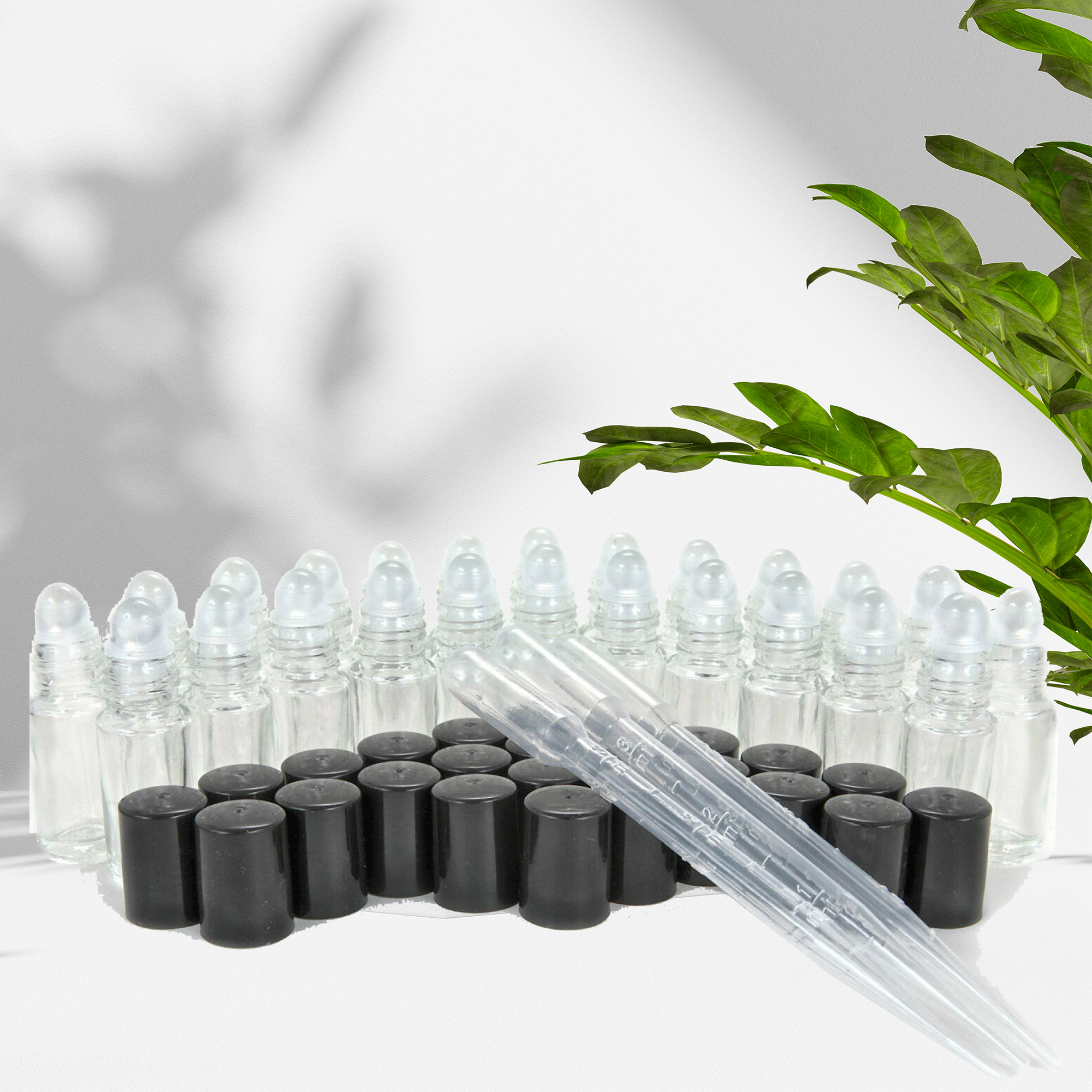 Glass Roll on Bottle 10 ML w/ Plastic Cap and Roller Refillable (Case of 144)