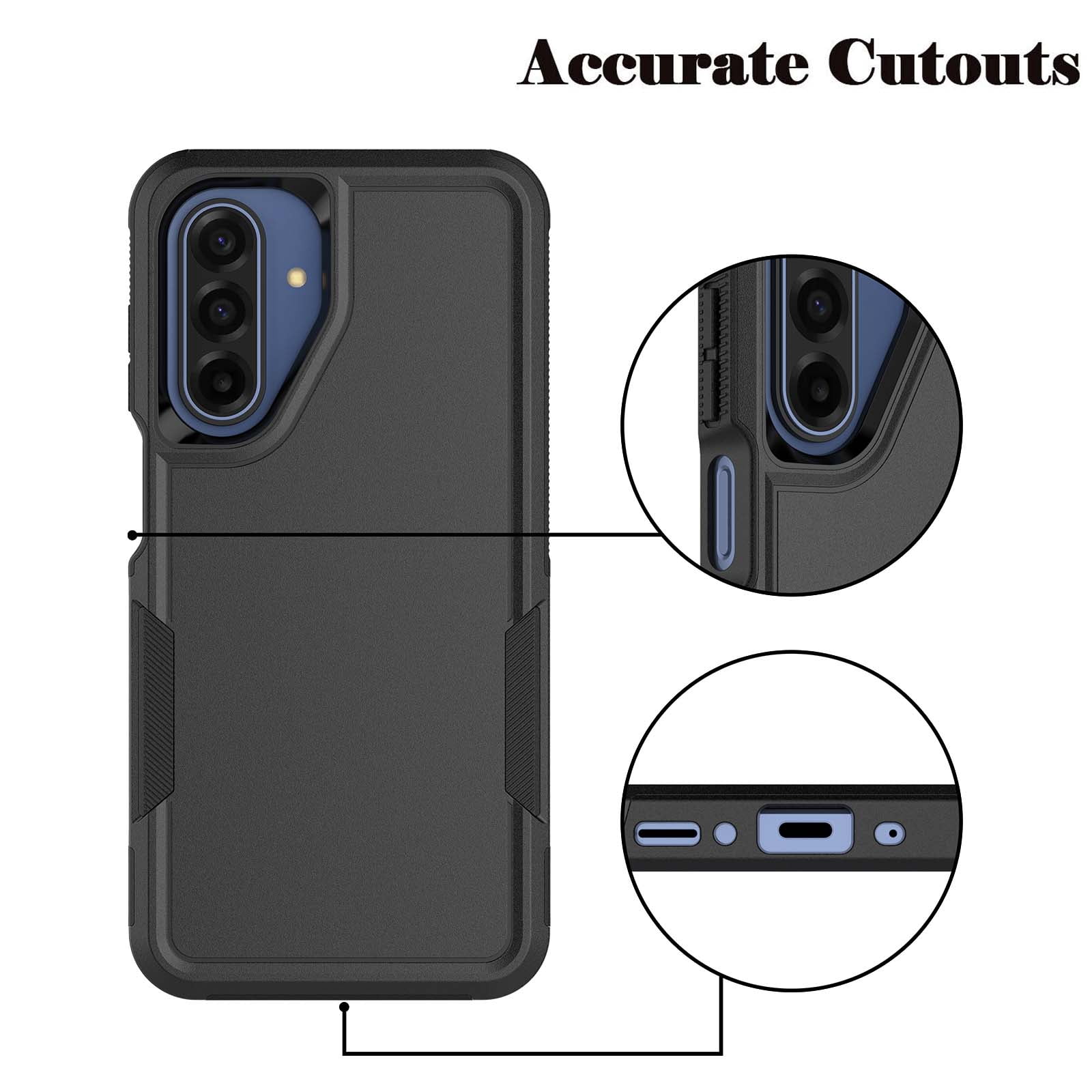 Military Grade Shockproof Samsung Galaxy A17 5G 2025 Case,Dual Layer Full Body Protective Cover with Anti-Slip Grip & Raised Camera Heavy Duty Rugged Case- Black