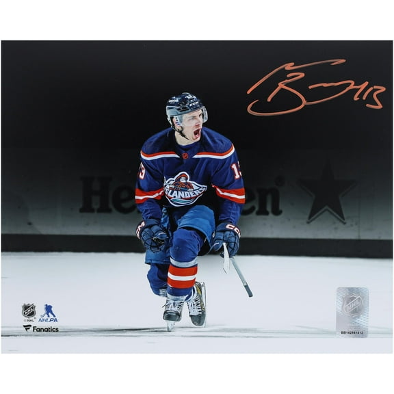 Mat Barzal New York Islanders Autographed 8" x 10" Reverse Retro Celebration Spotlight Photograph - Fanatics Authentic Certified