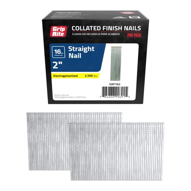 Finish Nails Grip-Rite GRF162, 50 mm, acero galvanizado, 2500 unidades