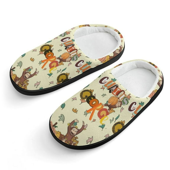 Curious George Cartoon Slippers Cute Cotton Slippers for Boys Girls Kids Favors Shoes 2025 Plush Lightweight Warm Slippers