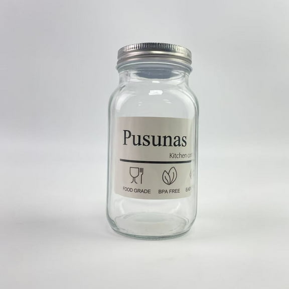 Pusunas Kitchen containers,Glass Regular Mouth Mason Jars, 16 oz Clear Glass Jars with Silver Metal Lids for Sealing, Canning Jars for Food Storage, Overnight Oats, Dry Food, Snacks, Candies