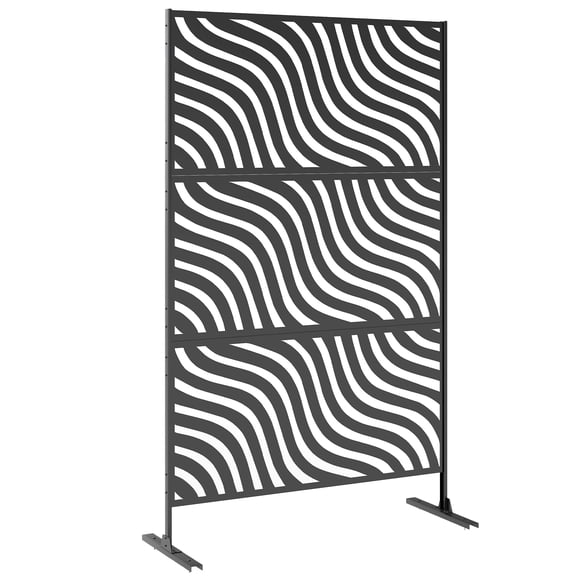 Outsunny Outdoor Privacy Screen, Freestanding Outdoor Divider, Black