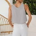 thumbnail image 4 of Razzly Shirt Apparel Bra Shirt Women Work 3xl Tops Crop Top Set L Ally Tops Women Fitted Cropped Shirt Satin Blouse Women Base Top Women's Linen Casual Sleeveless Tank Top Summer(Light Gray,S), 4 of 7